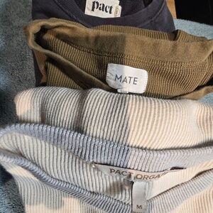 MATE and Pact organic sweatshirts